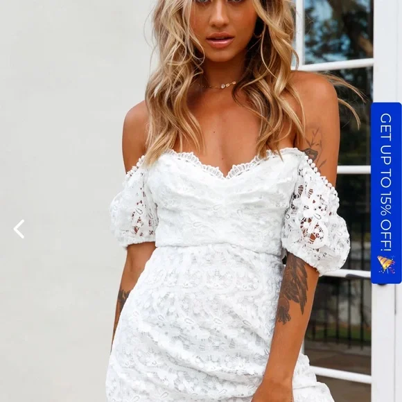 Selfie Leslie Dresses Costa Mesa Puff Sleeve Lace Overlay